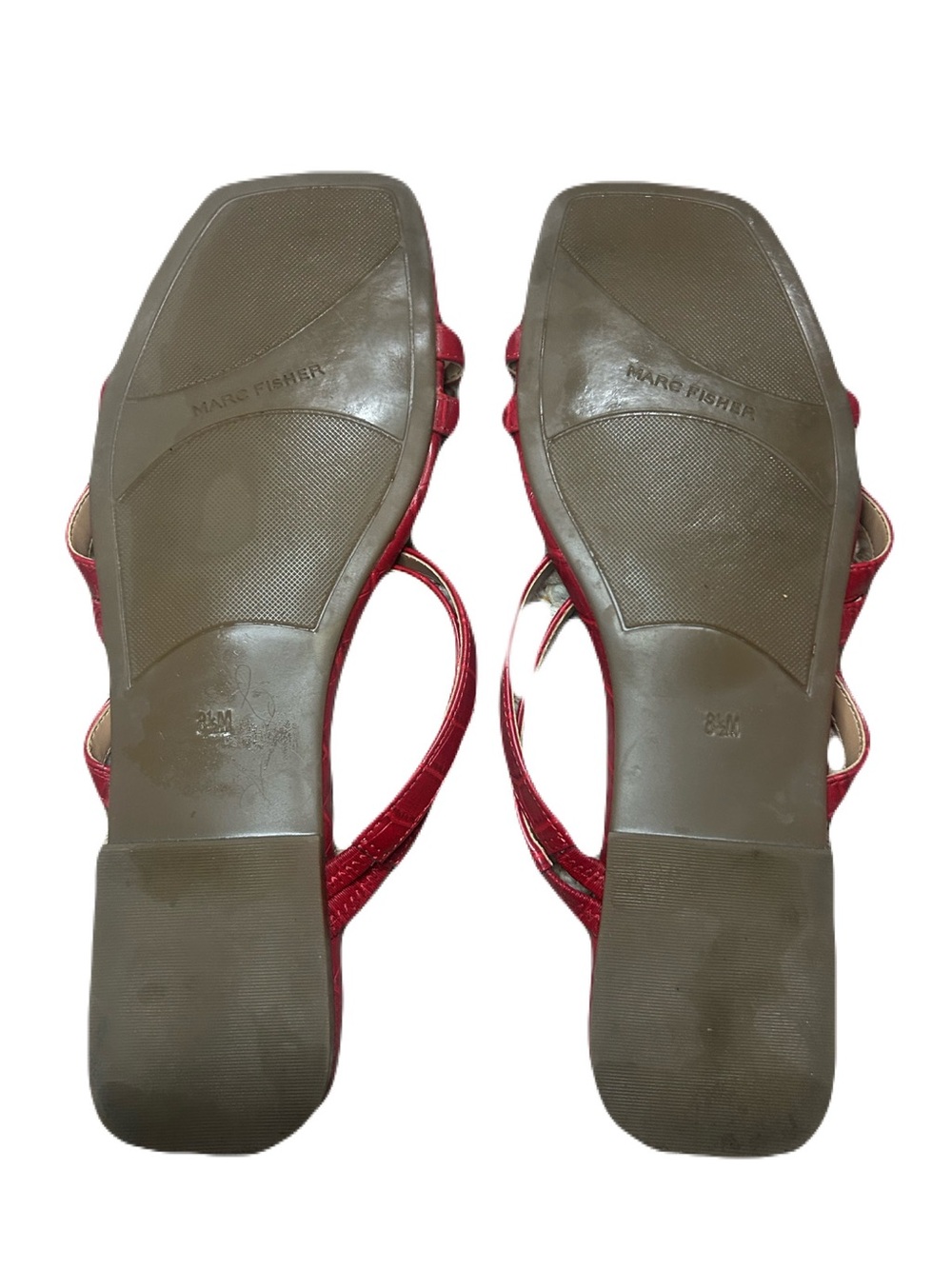 Marc Fisher Red Croc-Embossed Strappy Mules - Picture 4 of 7